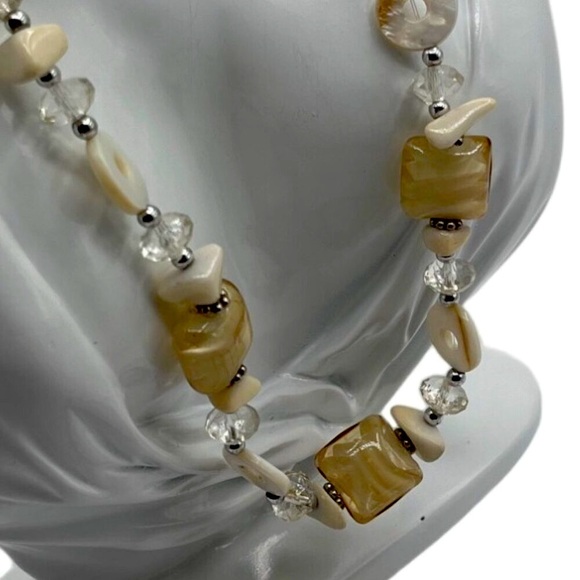 Vintage Shell Necklace & Crystal Bangle Set - Boho Chic Jewelry for Women N52 - Picture 3 of 7